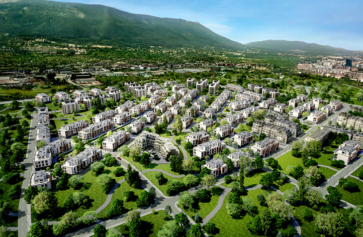 Квартал с над 50 жилищни сгради с височина до 10 метра и бъдеща метростанция изграждат под Околовръстния път между "Симеоновско шосе" и "Черни връх"