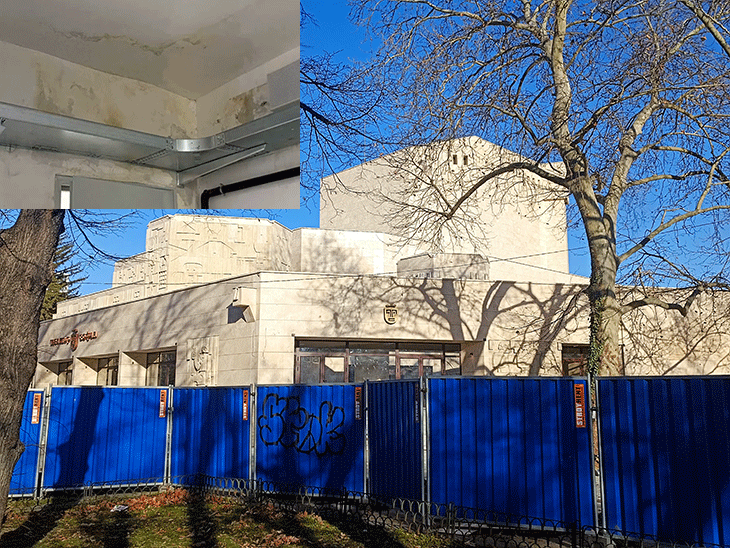 "Спаси София": След три години ремонт покривът на най-големият общински театър в България тече